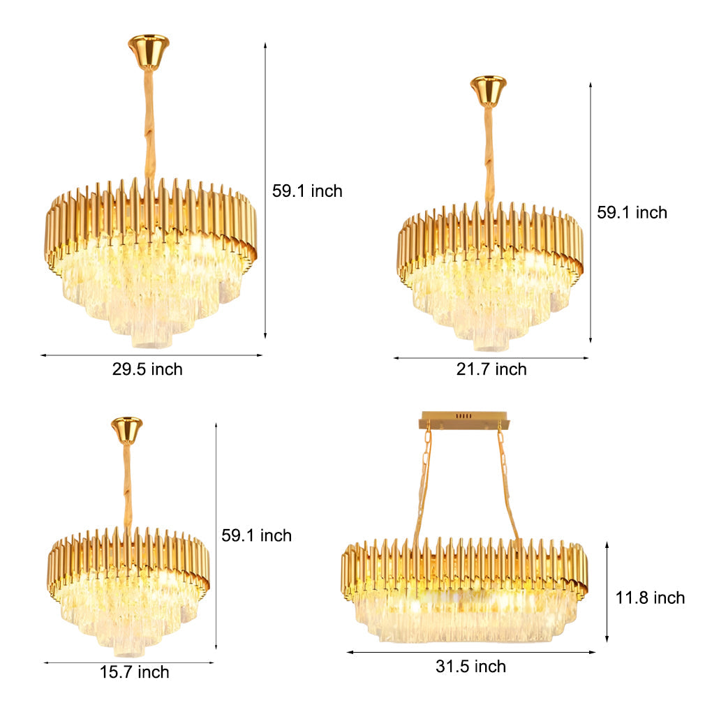 Auréline oval crystal chandelier in black, 31.5 in wide modern glass ceiling light