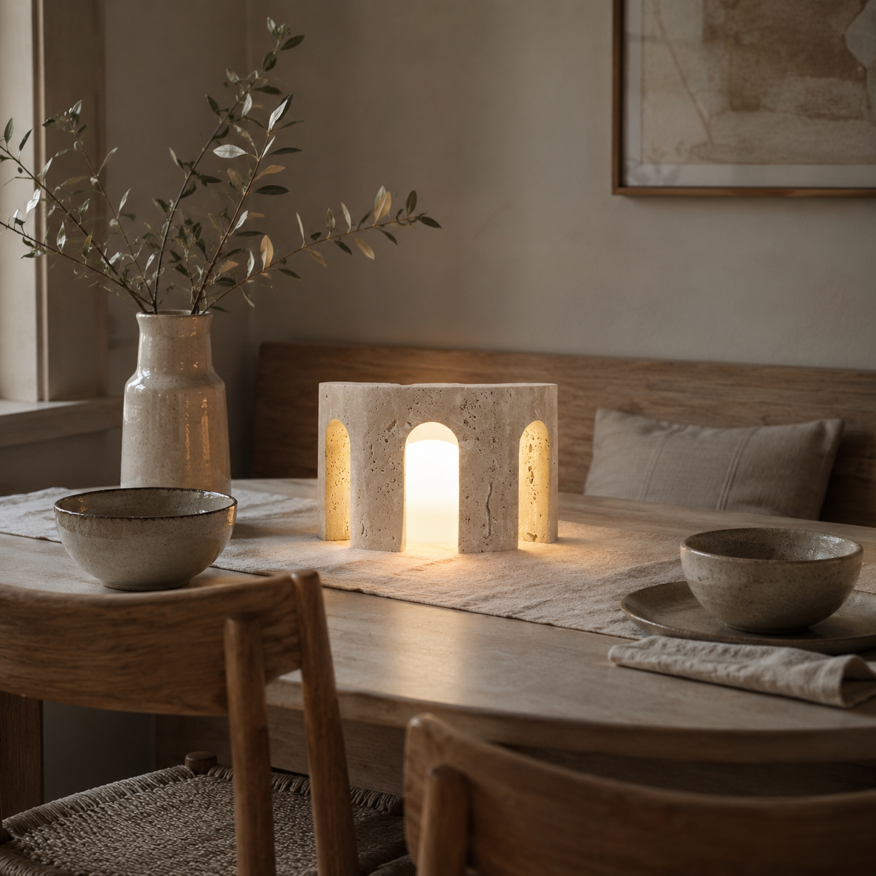 Mako Travertine Table Lamp
