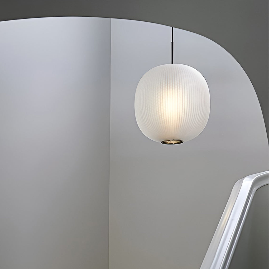 Aureon round lantern ceiling light in a bedroom setting, modern minimalist interior