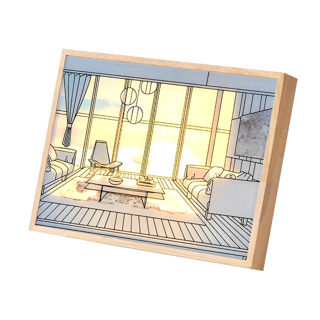 Alure light painting showing sunny day scene design, dimmable LED, home office wall light