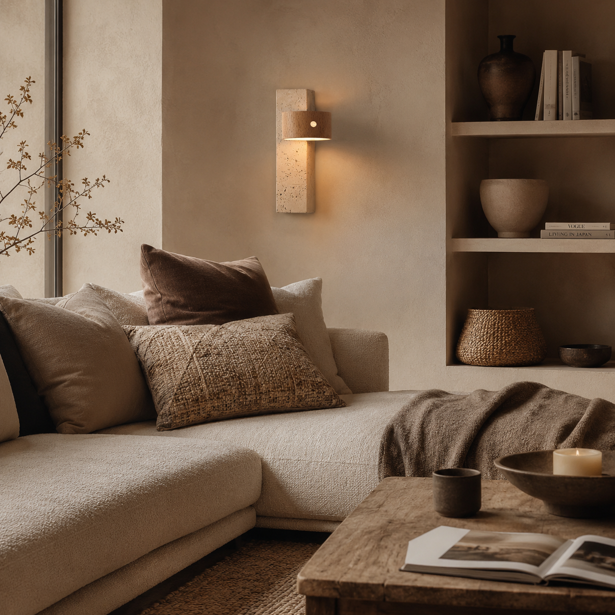 Yuva Travertine Rechargeable Wall Light