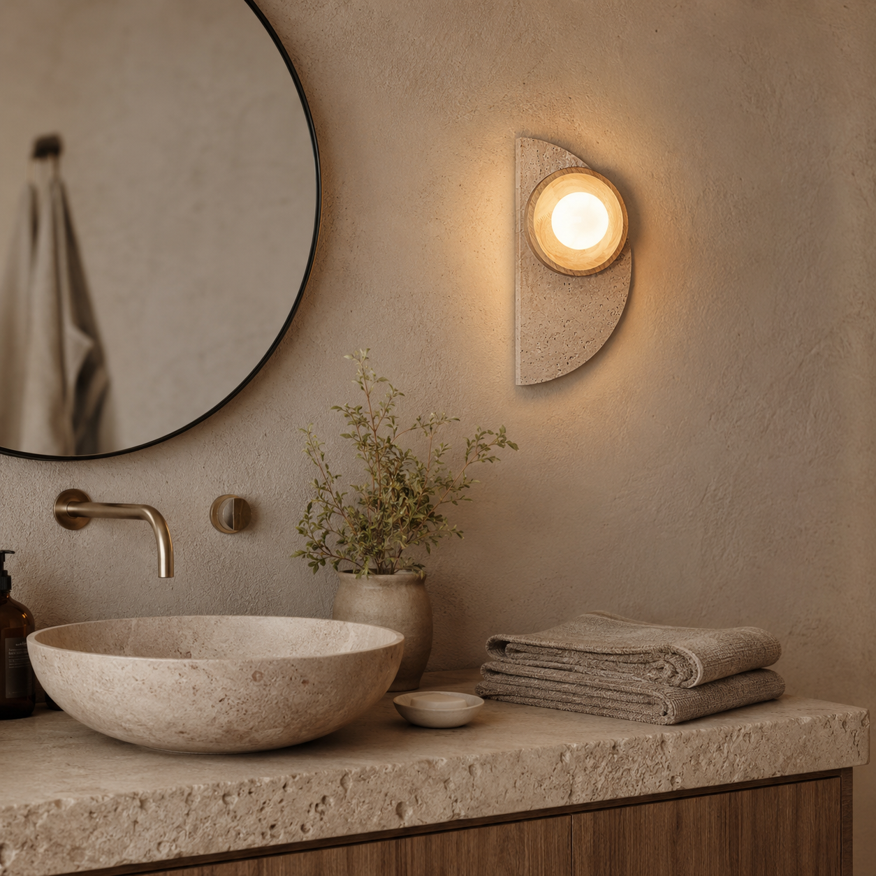 Ishi Japandi wall light mounted beside a bed as a bedside reading light