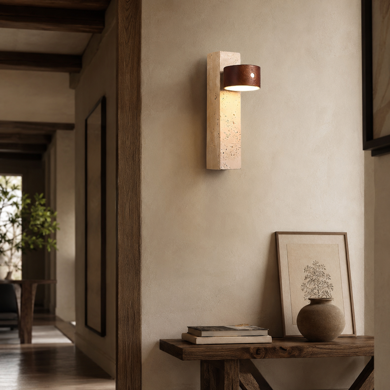 Yuva Travertine Rechargeable Wall Light
