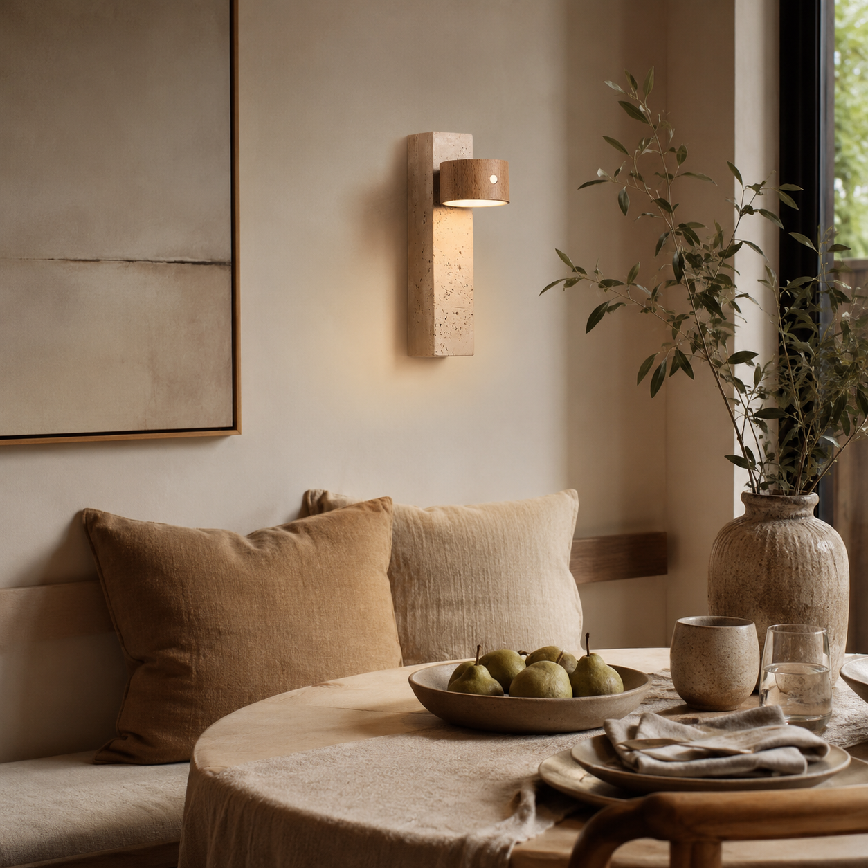 Yuva Travertine Rechargeable Wall Light