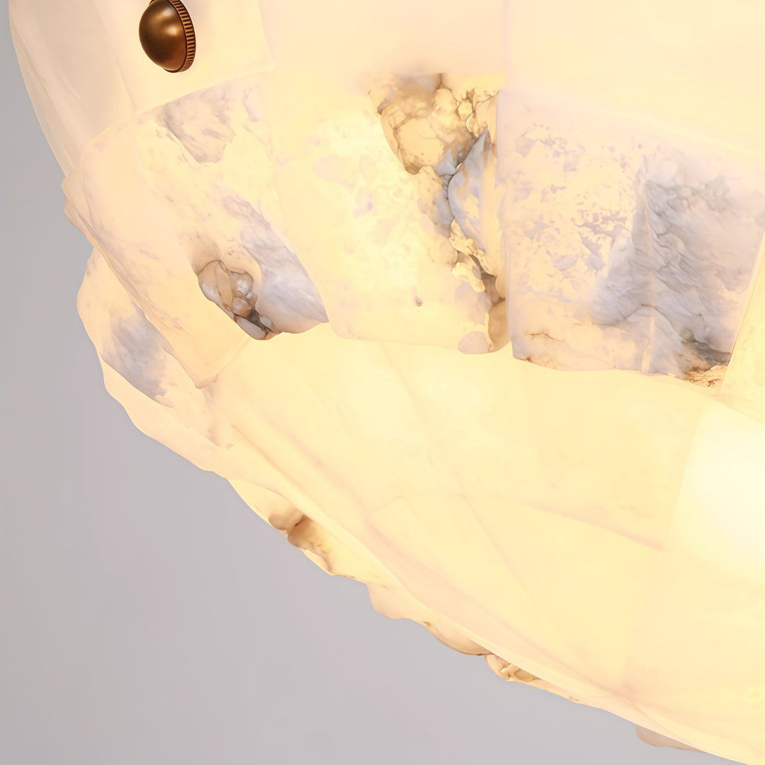 Auréline alabaster ceiling light, angled view showing scale and proportion in a contemporary interior