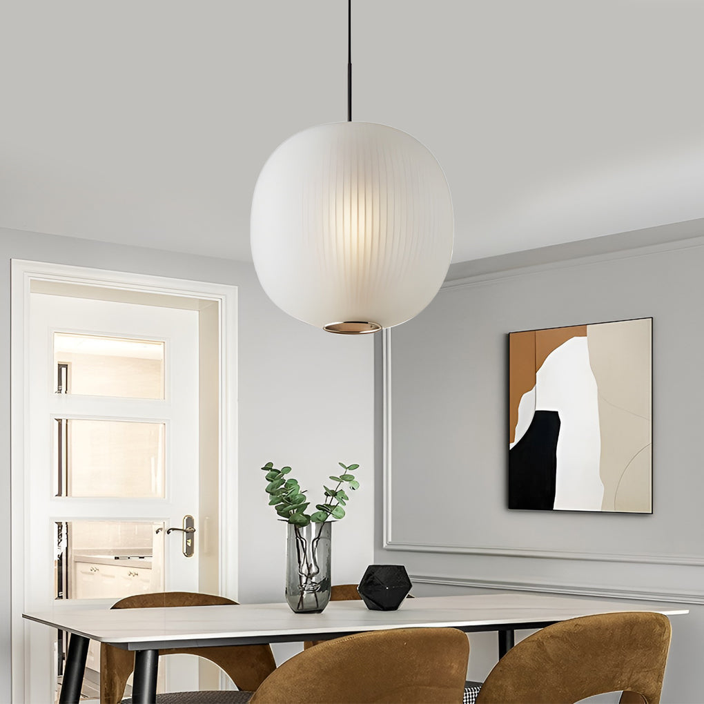 Aureon modern pendant light in black, installed in a living room ceiling