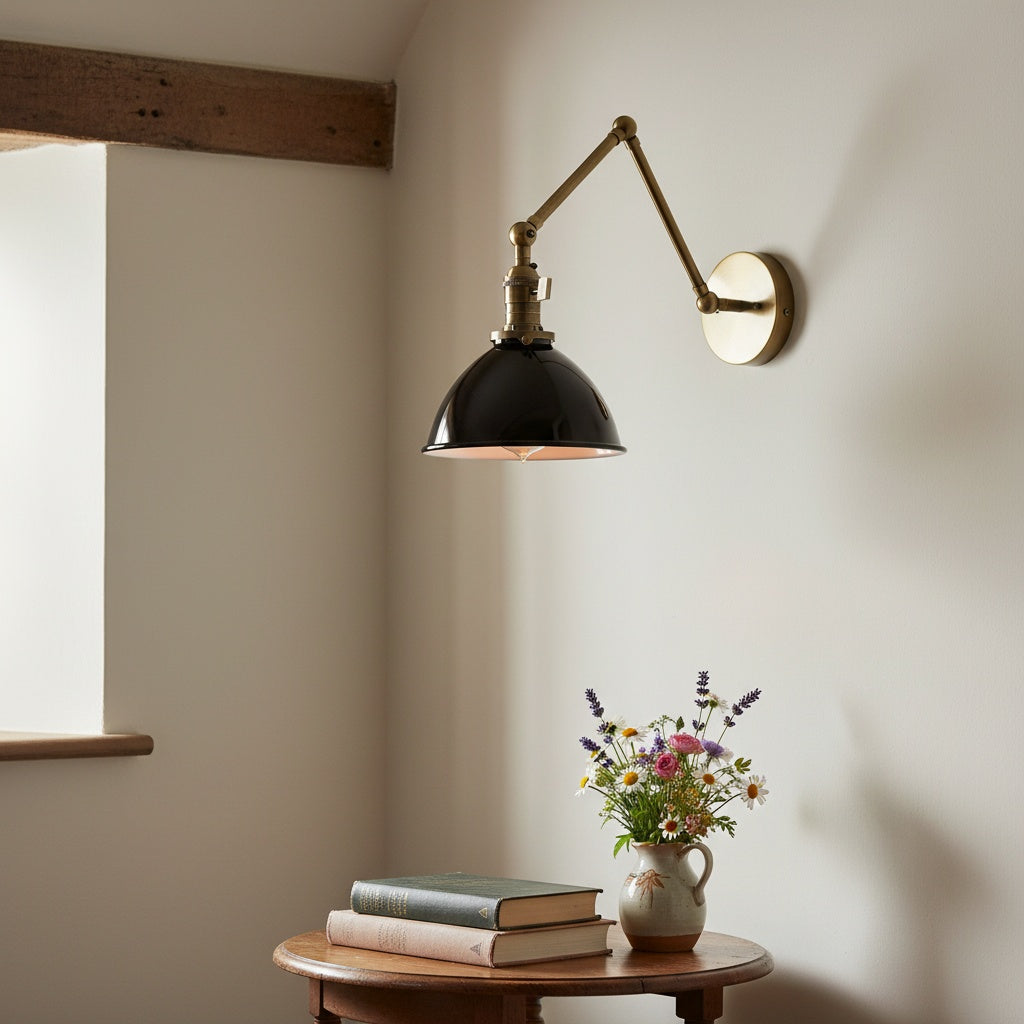 Vantara Conique Adjustable Wall Sconce – Vintage Industrial Metal Wall Light for Bedroom, Living Room & Hallway