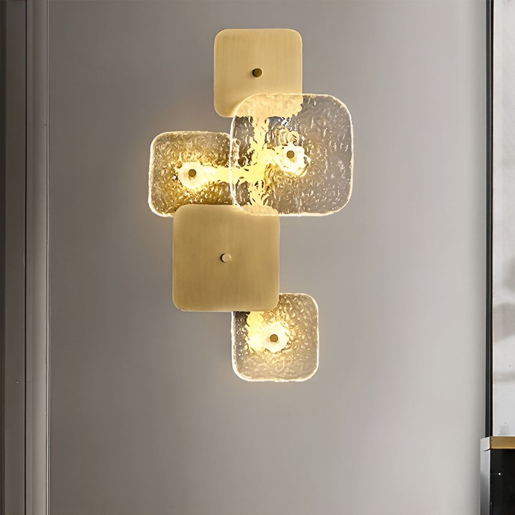 Alure rounded square wall light with warm LED glow, side view