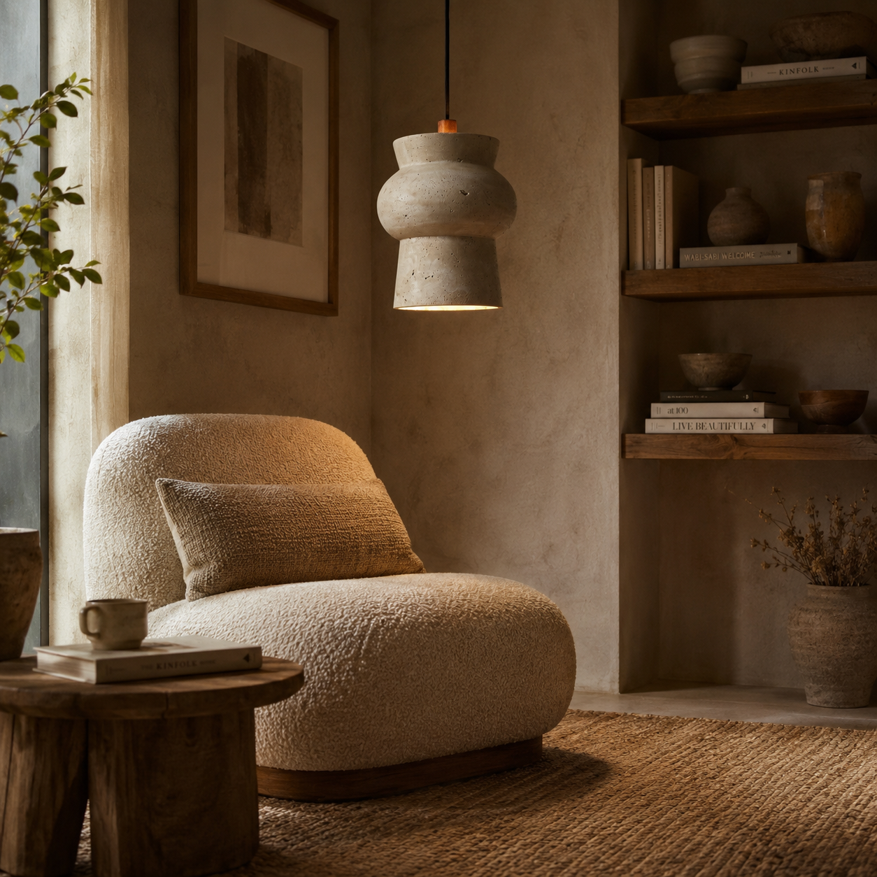 Numa Travertine Pendant Light