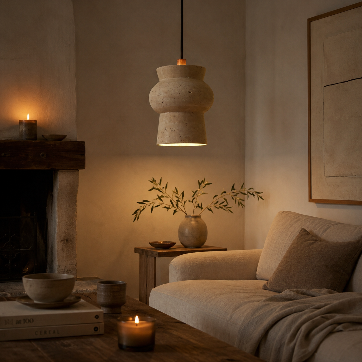 Numa Travertine Pendant Light