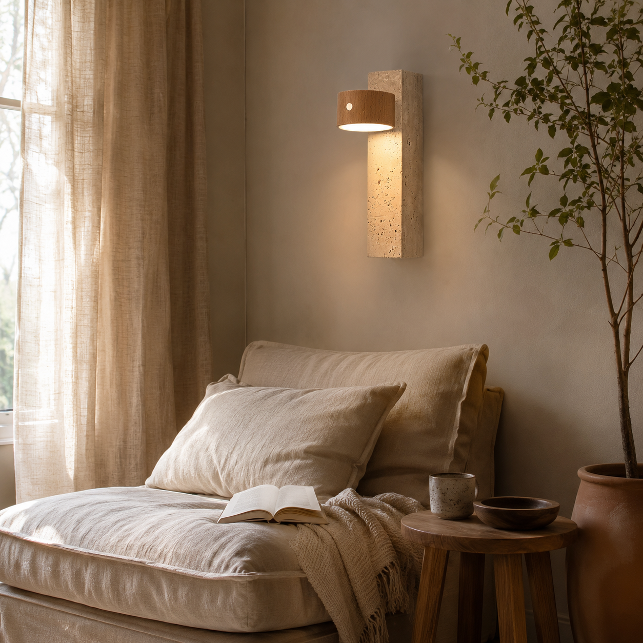 Yuva Travertine Rechargeable Wall Light