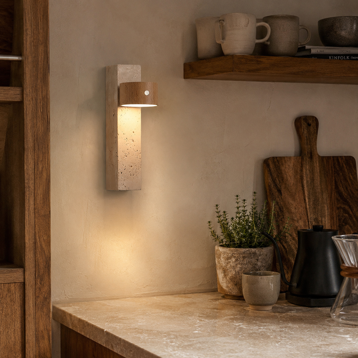 Yuva Travertine Rechargeable Wall Light