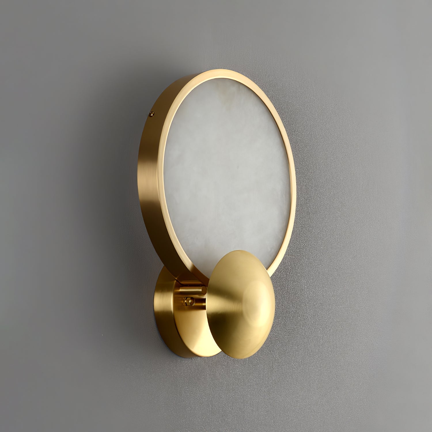Sayo wall light with pull chain switch shown in detail — brushed gold finish