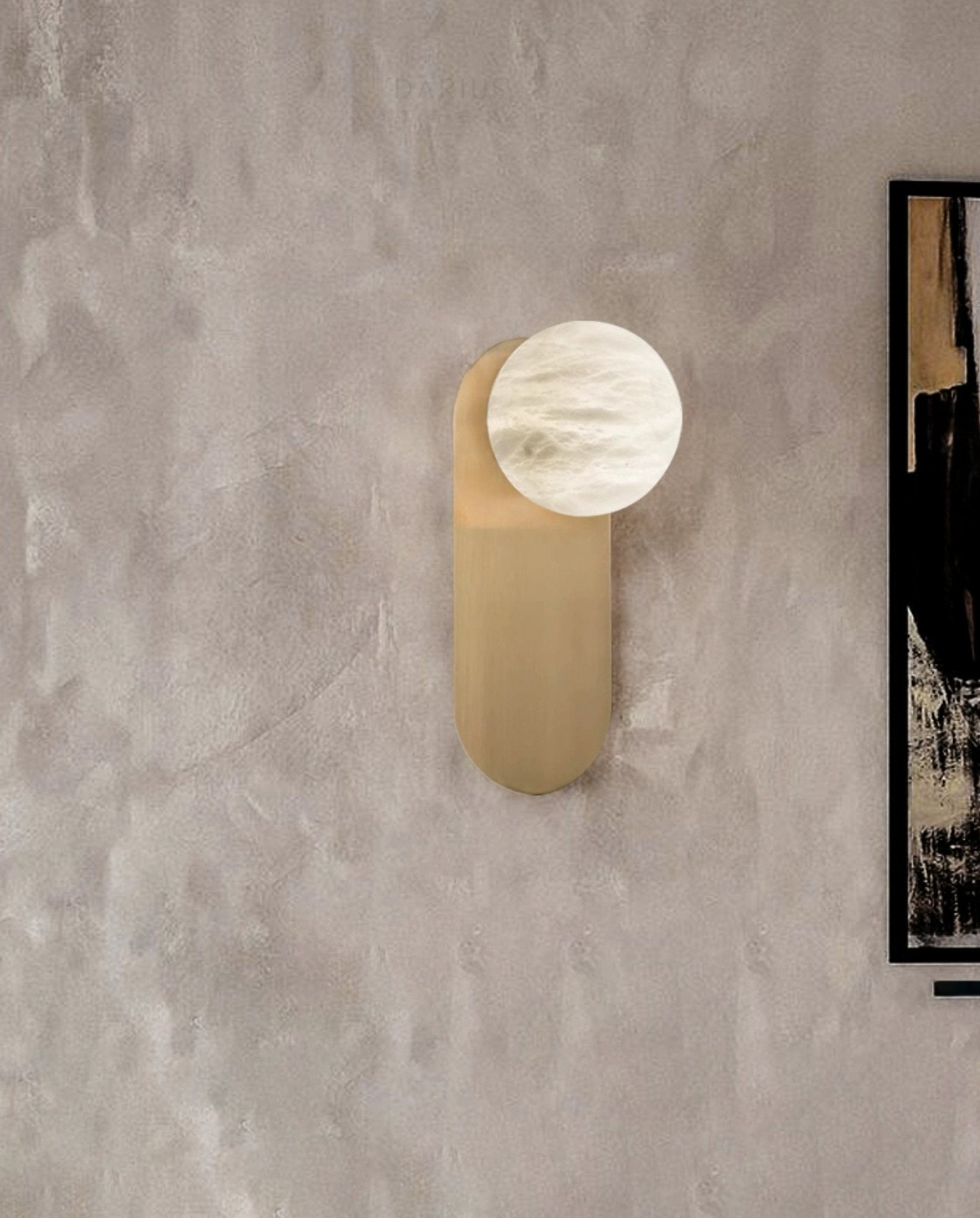 Savio Wall Light illuminated showing soft diffused glow through Savio shade