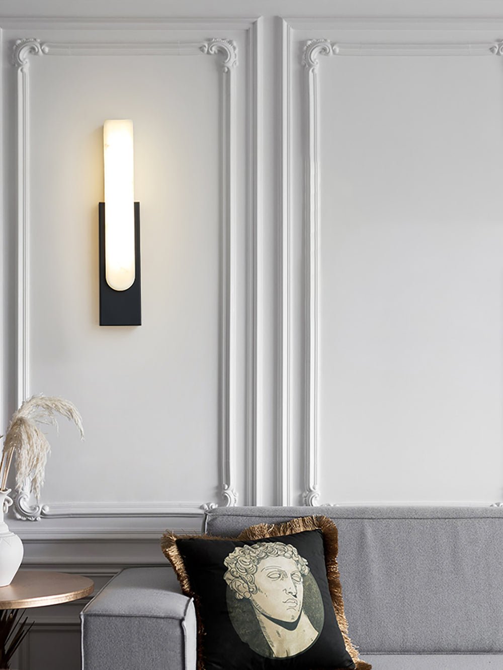 Iwara Iwara Wall Light in copper finish in a Japandi dining room used as ambient wall lighting