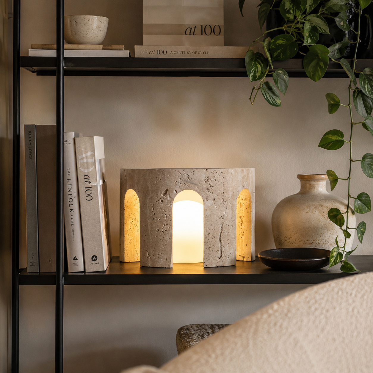 Mako Travertine Table Lamp