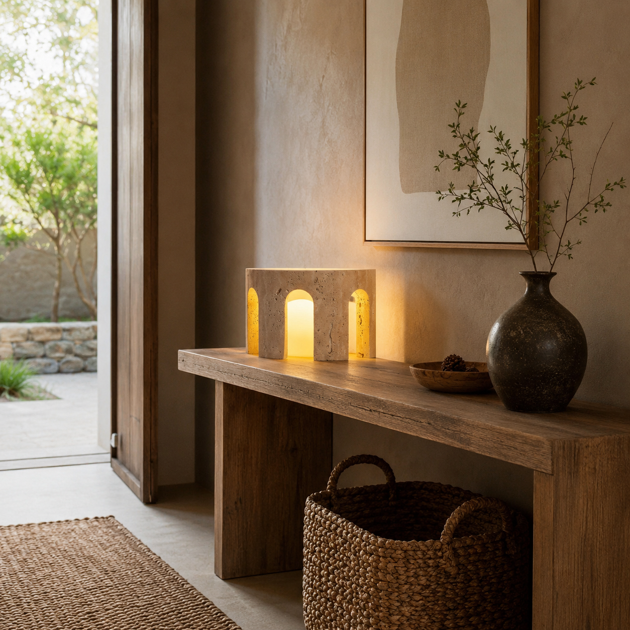 Mako Travertine Table Lamp