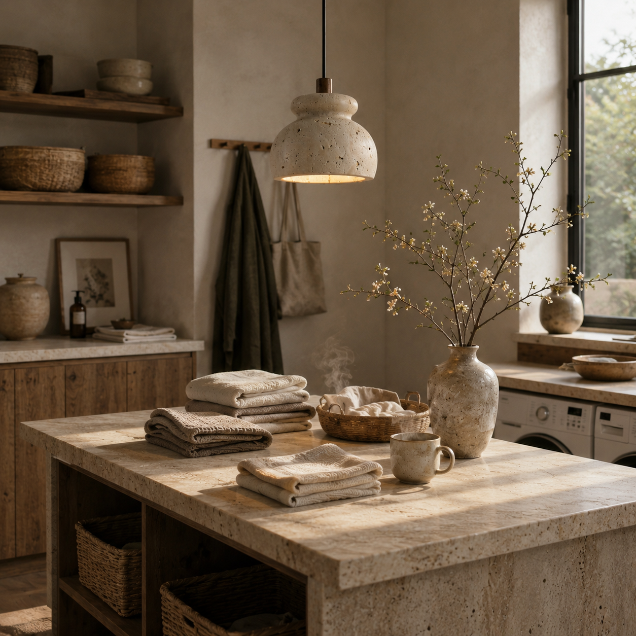 Tsuyu Travertine Pendant Light