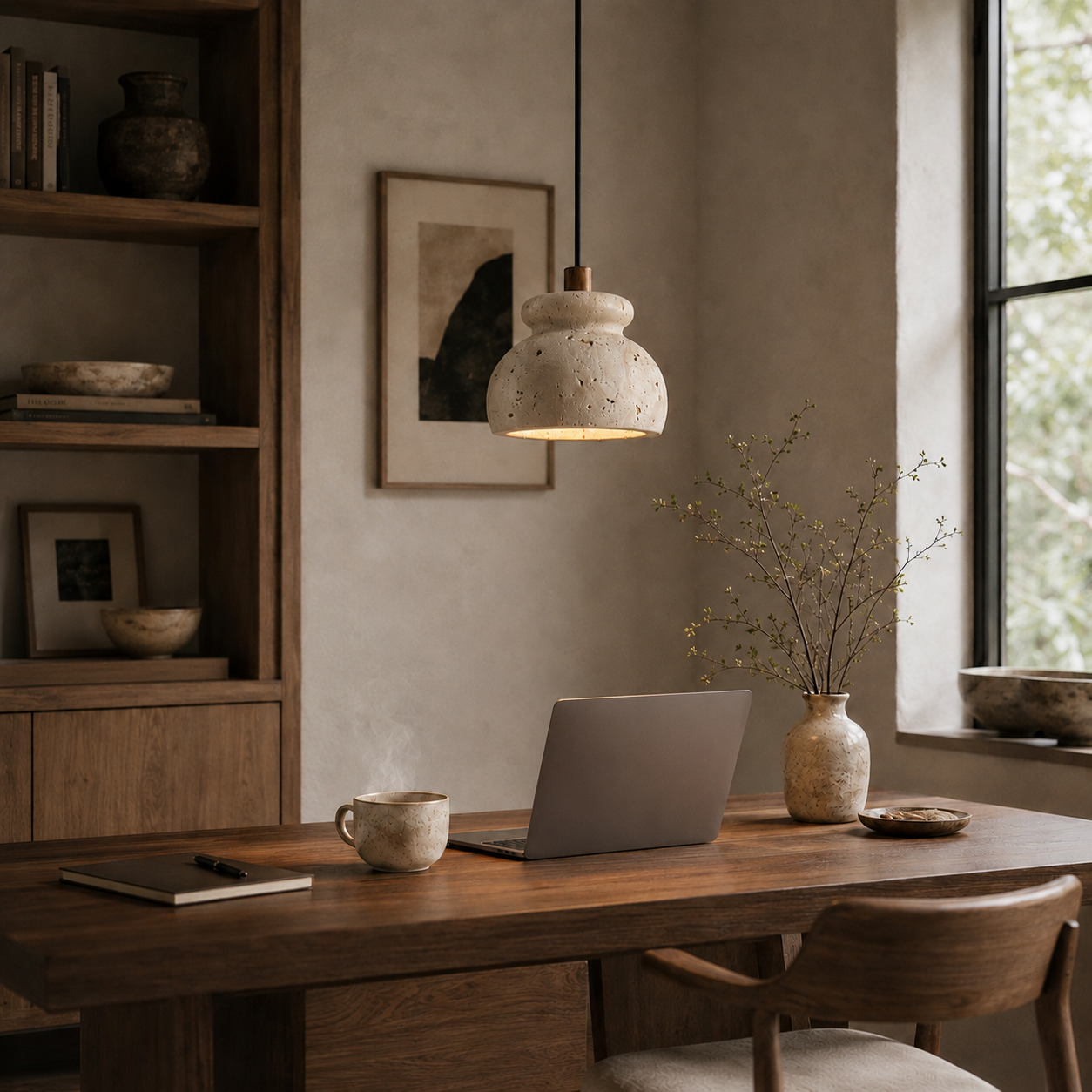 Tsuyu Travertine Pendant Light