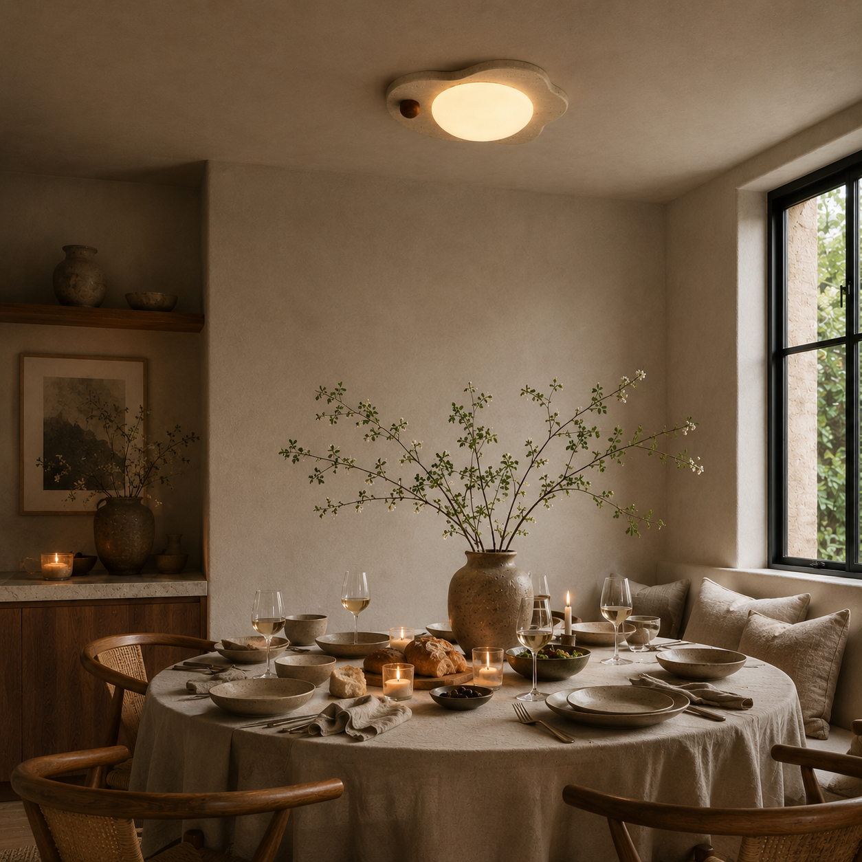 Elara Travertine Bloom Ceiling Light