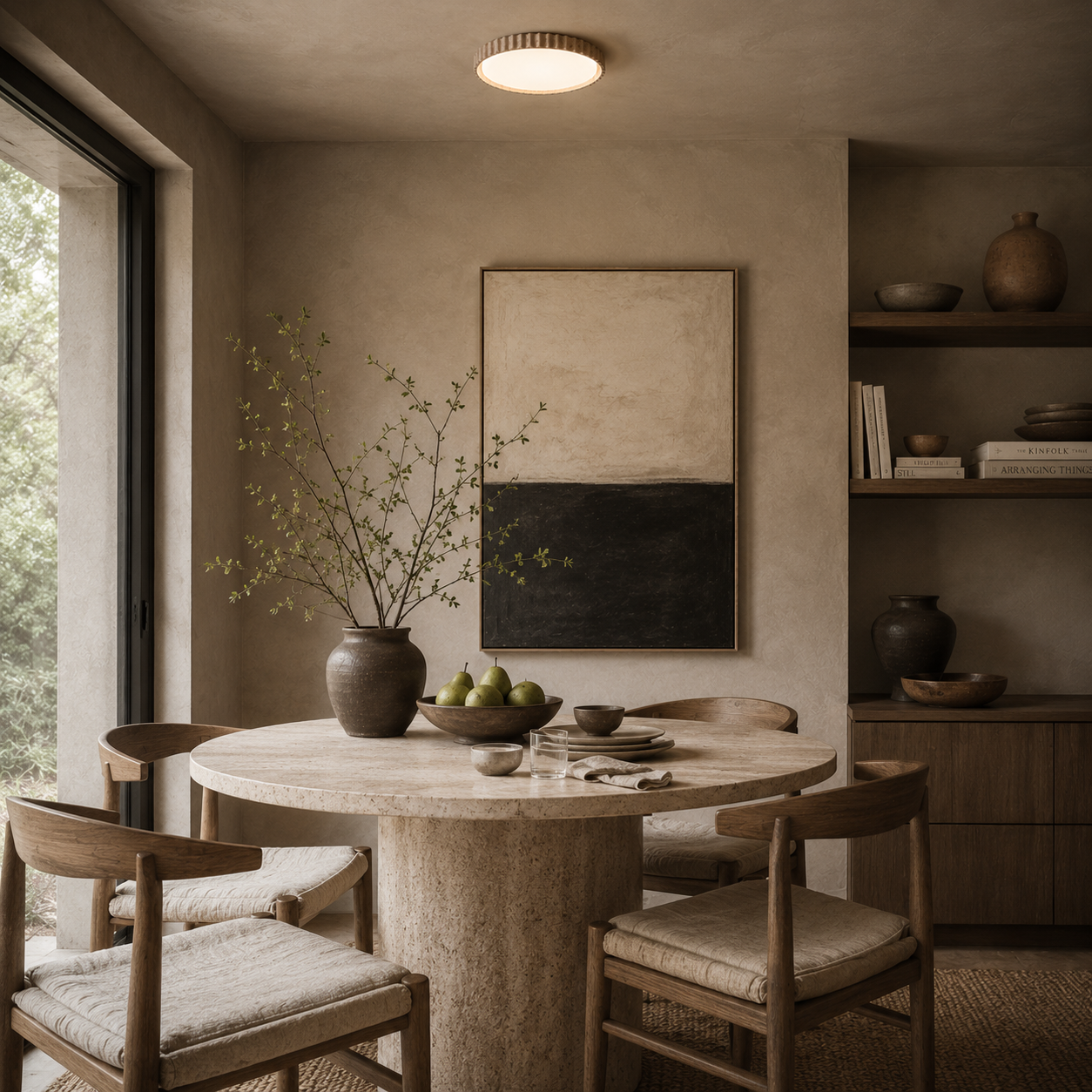 Mira Travertine Ring Ceiling Light