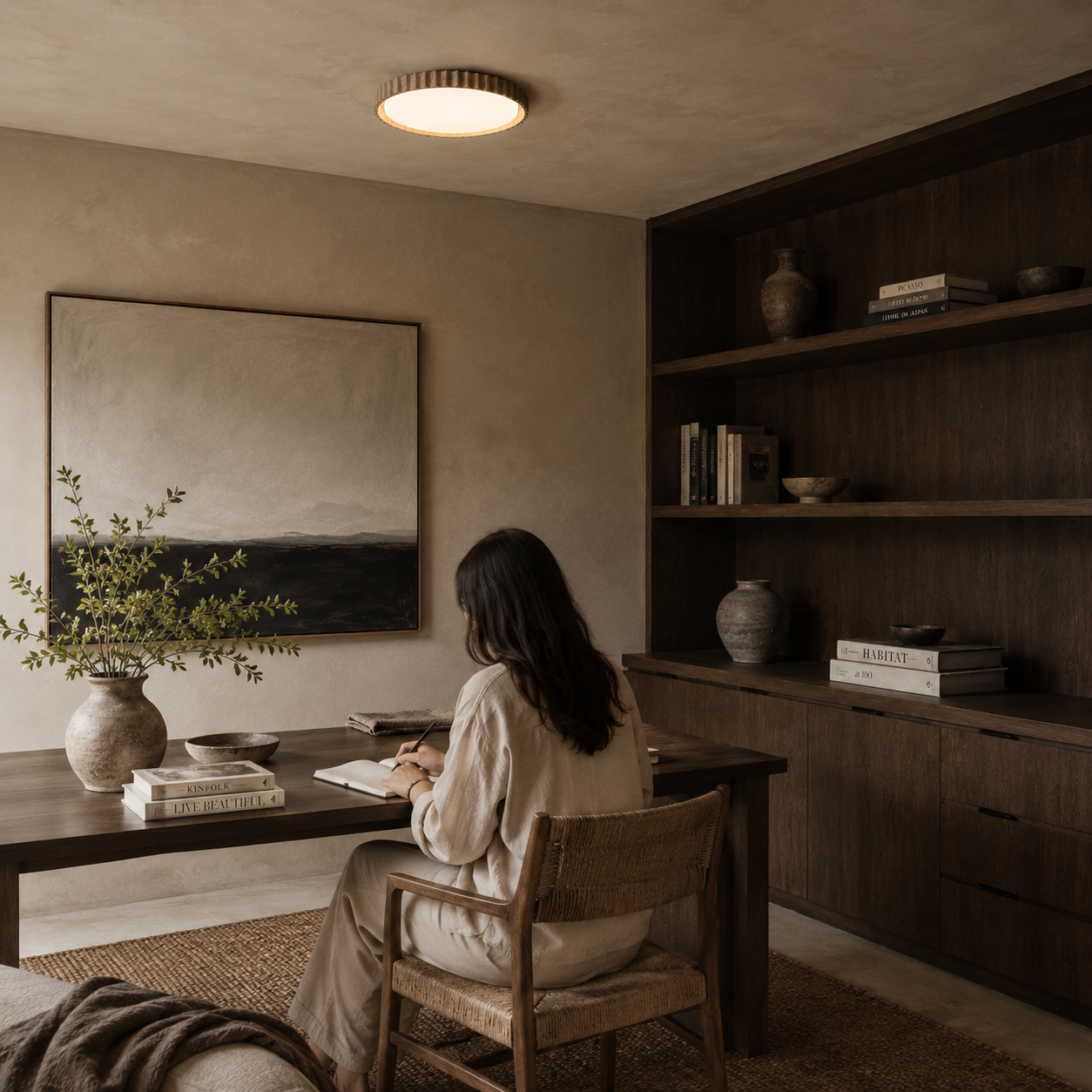 Mira Travertine Ring Ceiling Light