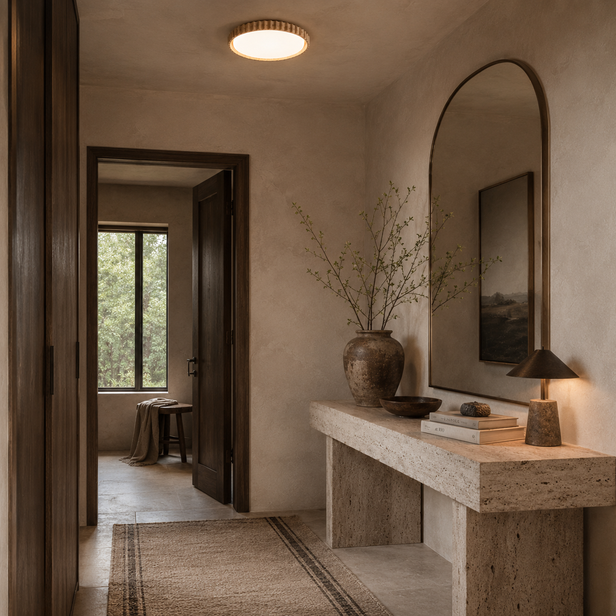 Mira Travertine Ring Ceiling Light