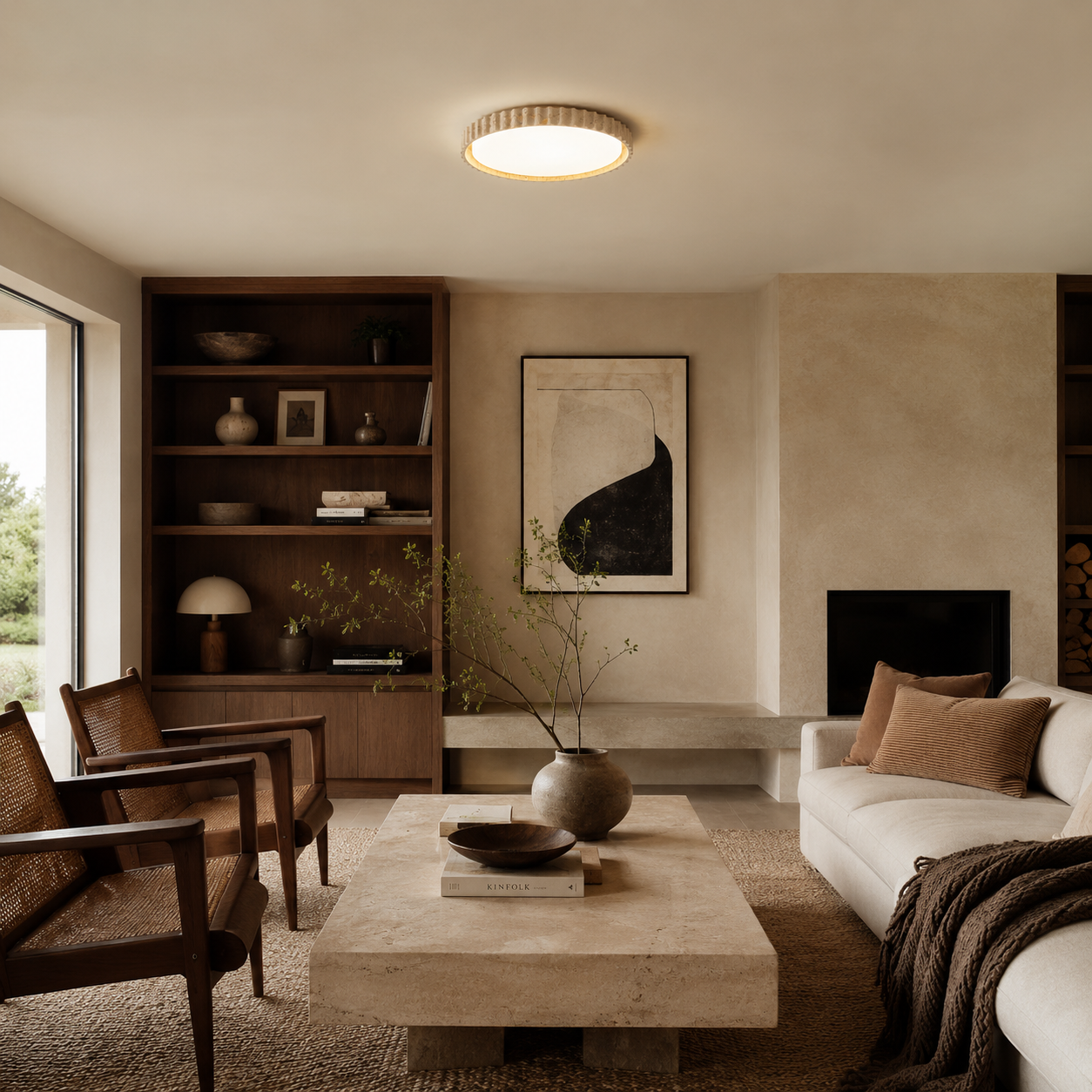 Mira Travertine Ring Ceiling Light