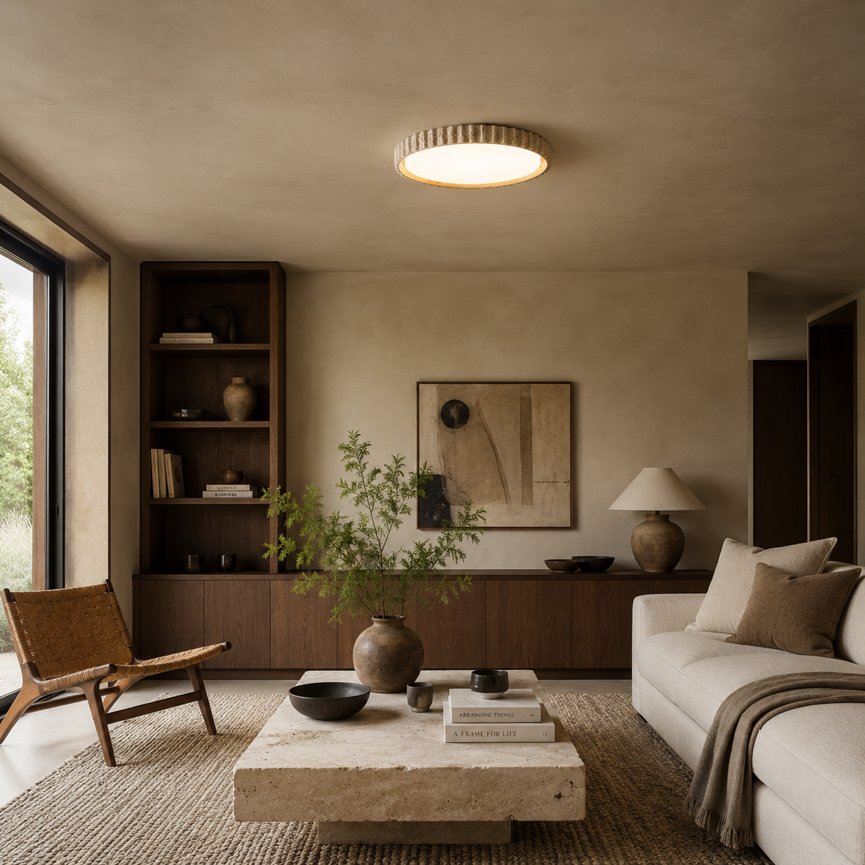 Mira Travertine Ring Ceiling Light