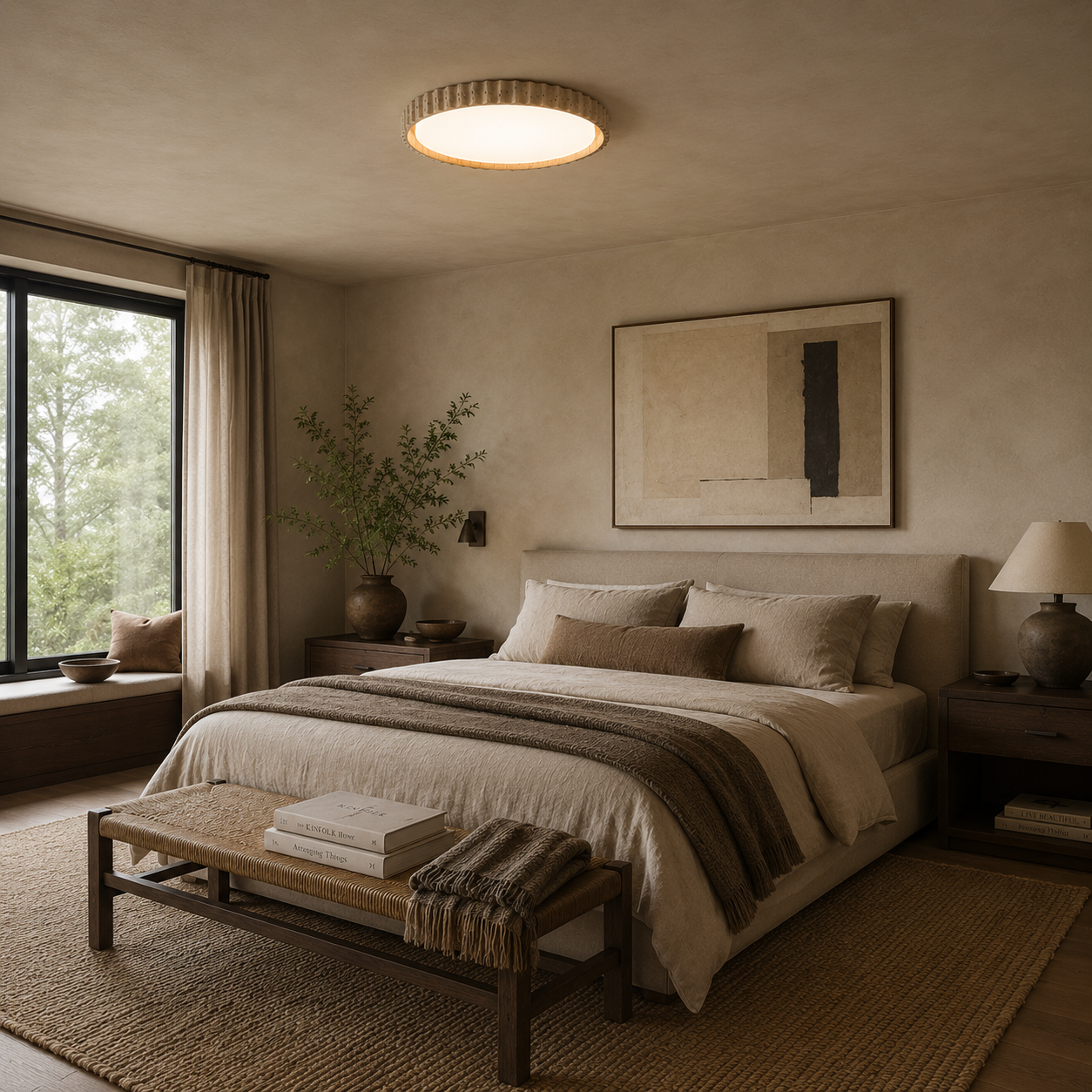 Mira Travertine Ring Ceiling Light