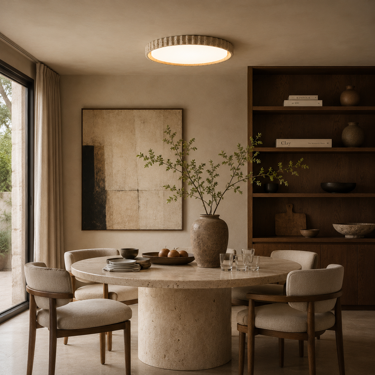 Mira Travertine Ring Ceiling Light