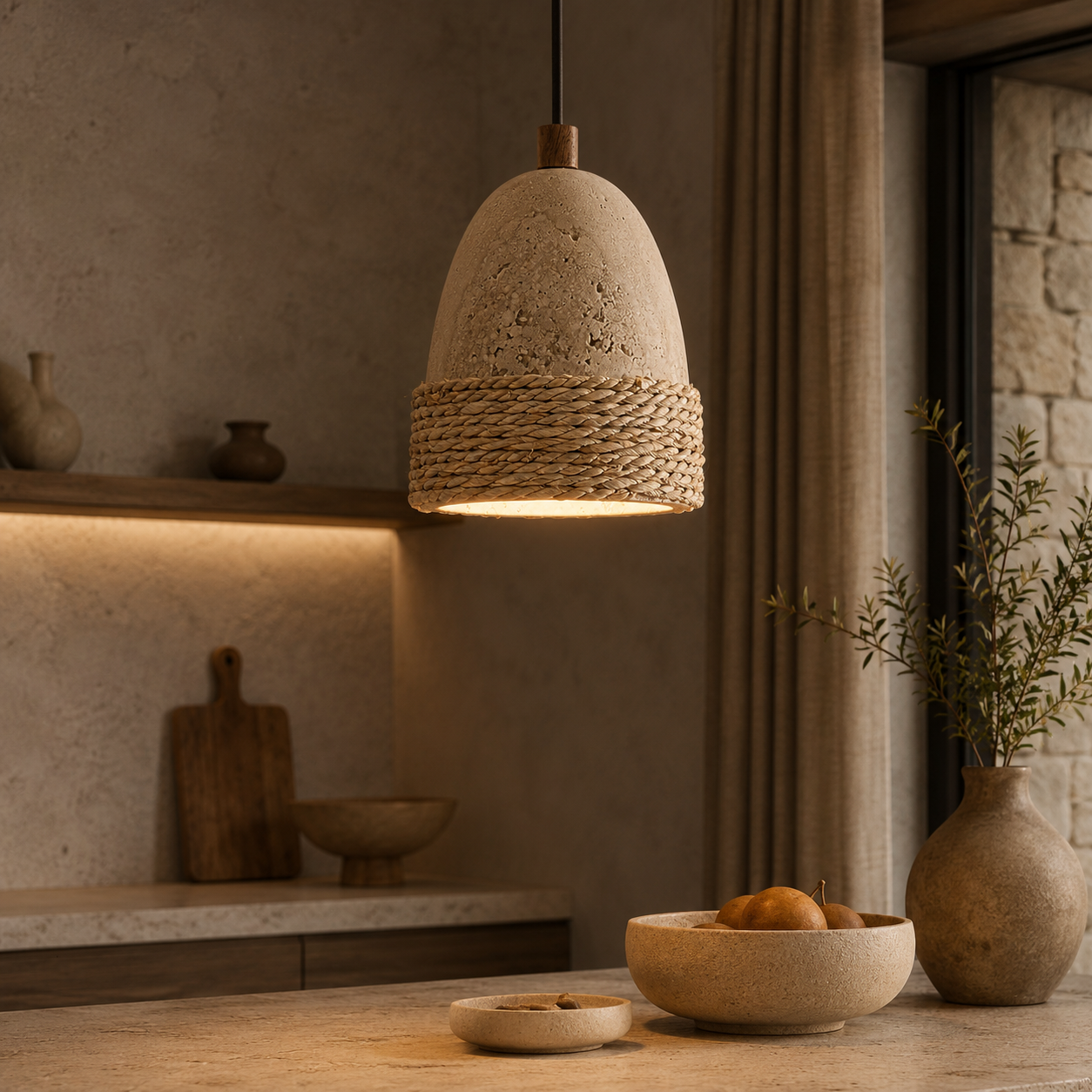 Amara Travertine Pendant Light