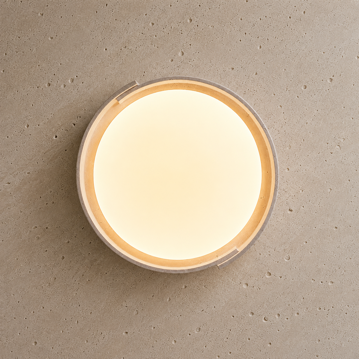 Selene Round Travertine Ceiling Light