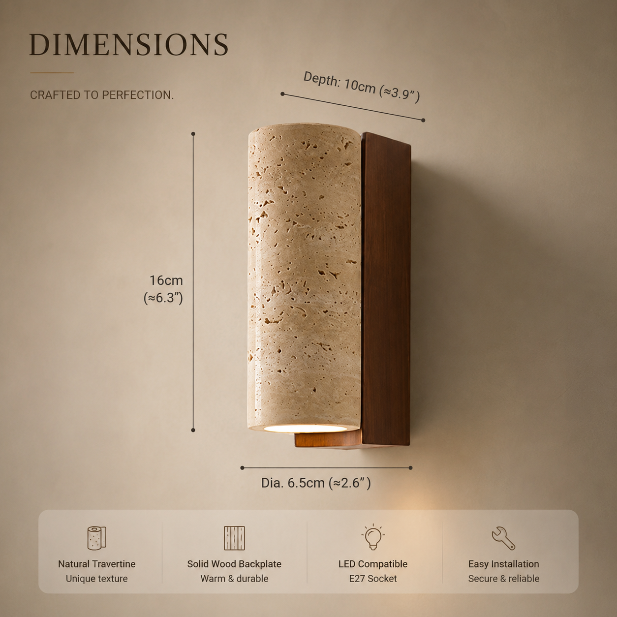 Liora Natural Travertine Wall Lamp