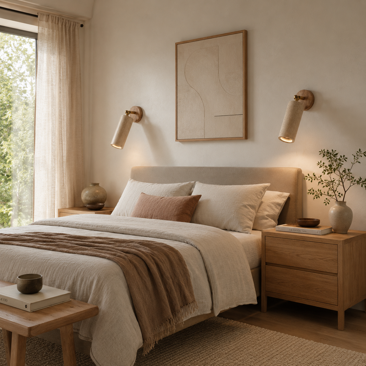 Isla Adjustable Travertine Wall Sconce