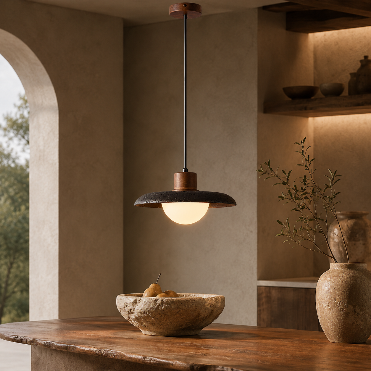 Celestine Stone Dome Pendant Light