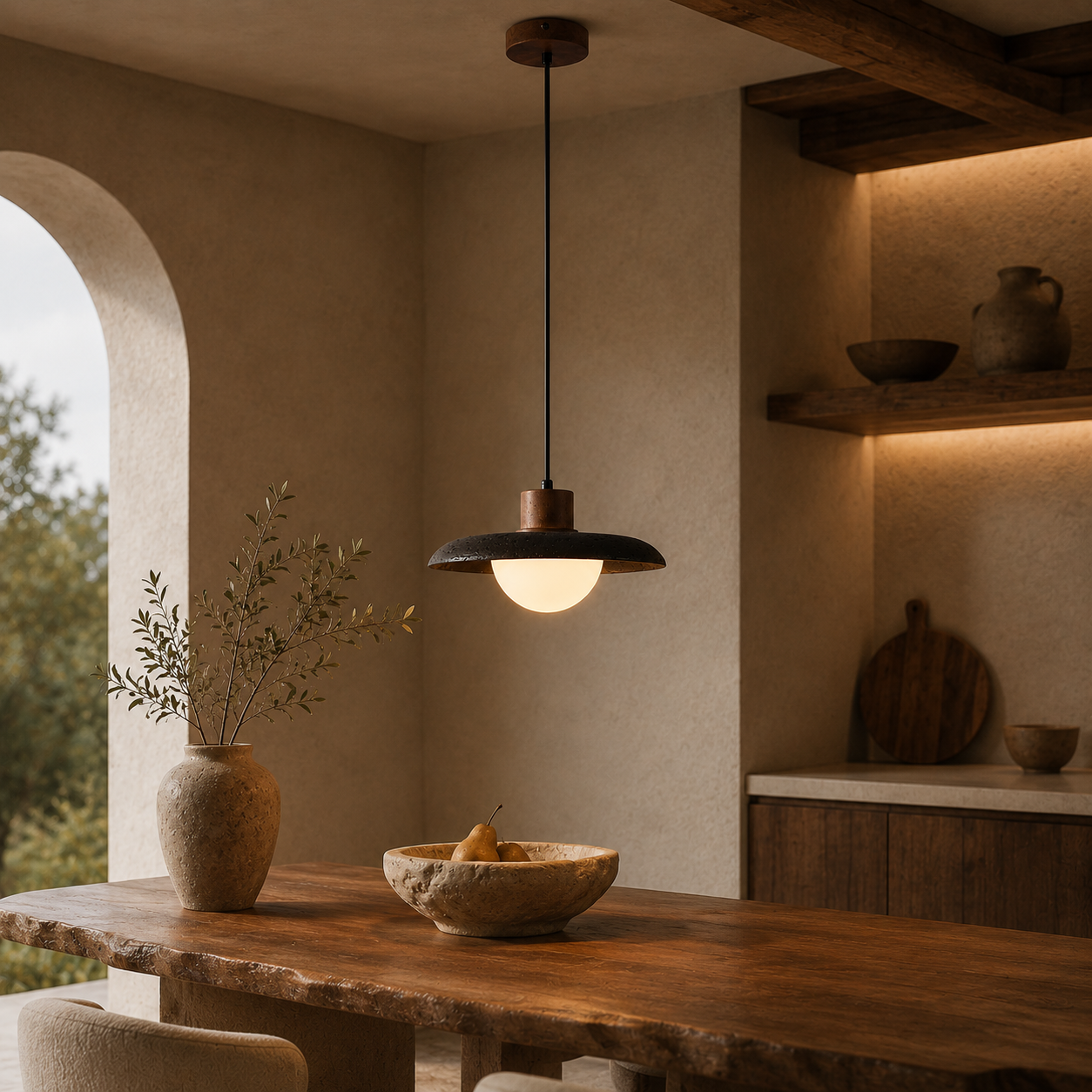 Celestine Stone Dome Pendant Light