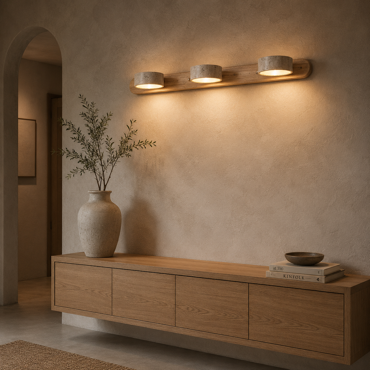 Akari Travertine Wall Sconce Light