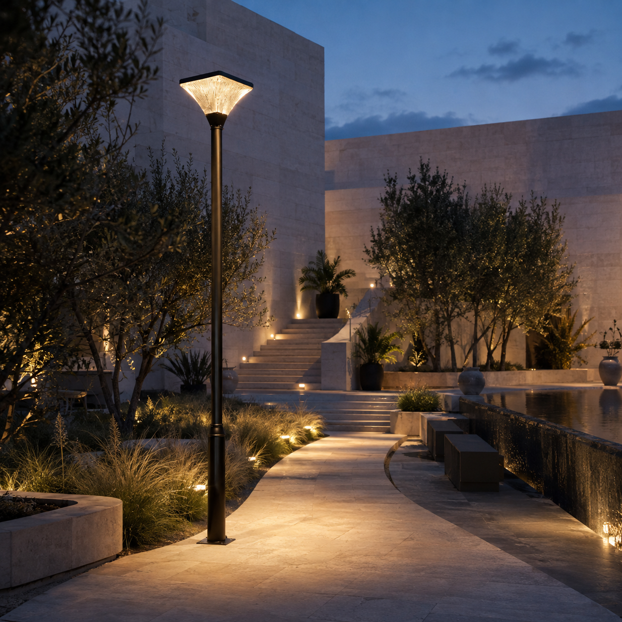 Lorien Striped Square Solar Garden & Street Light