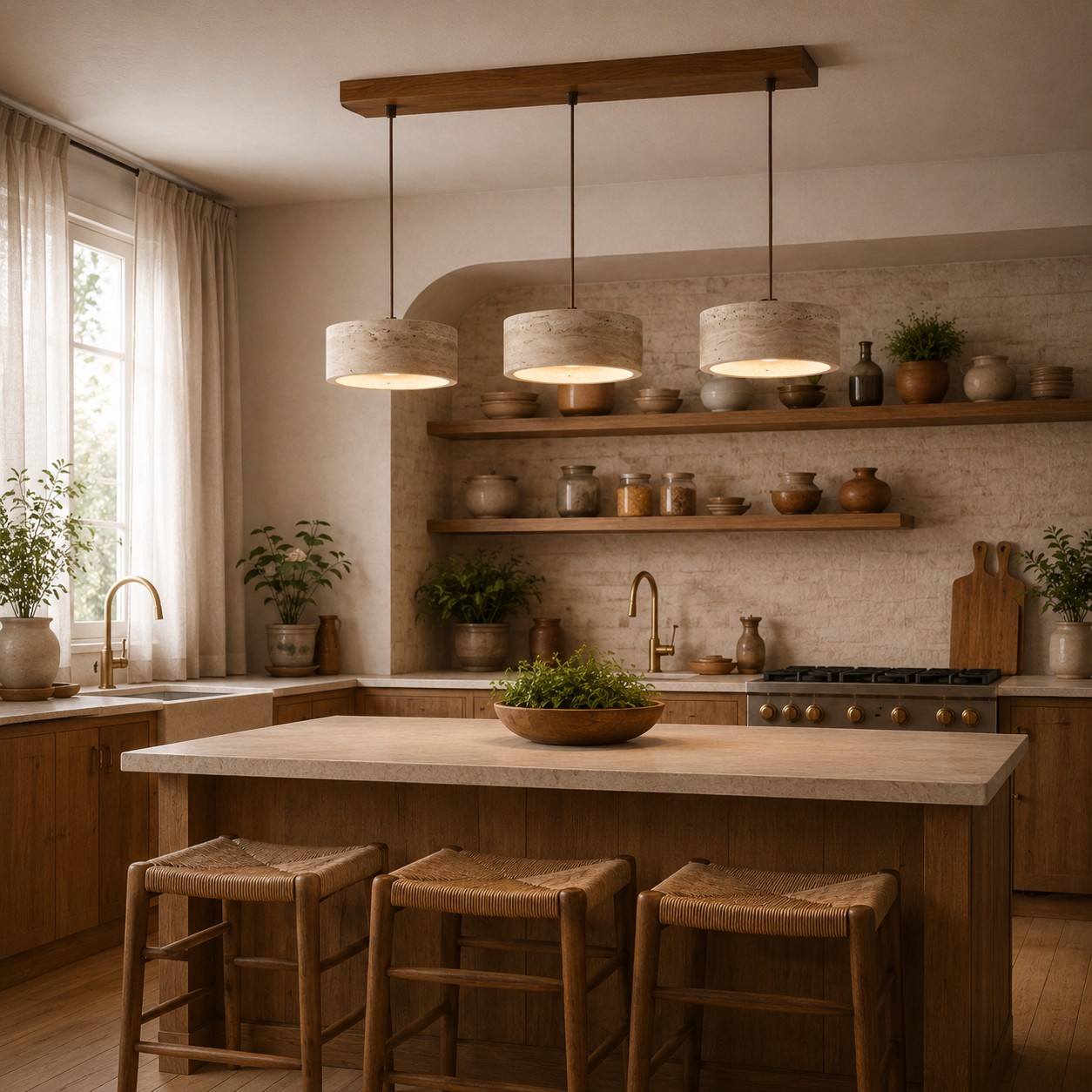 Renzo Travertine Cream Pendant Light