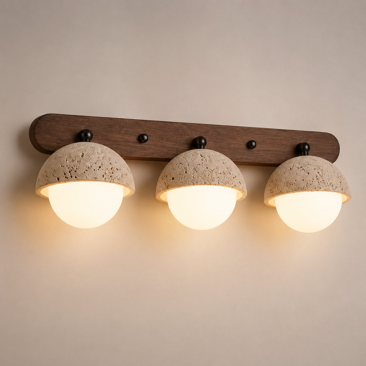 Naomi Travertine & Wood Wall Lamp