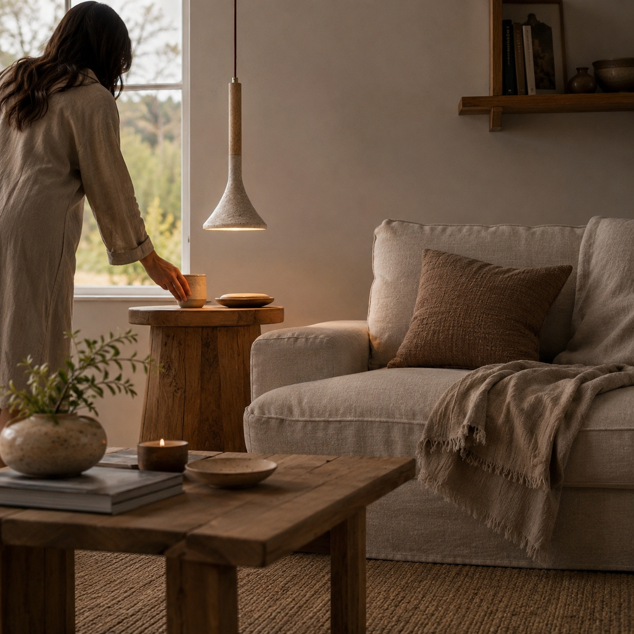 Yona Travertine Pendant Light