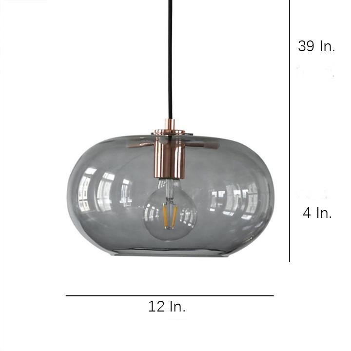 Aureon glass ceiling pendant light, three color options: transparent, amber, smoke gray