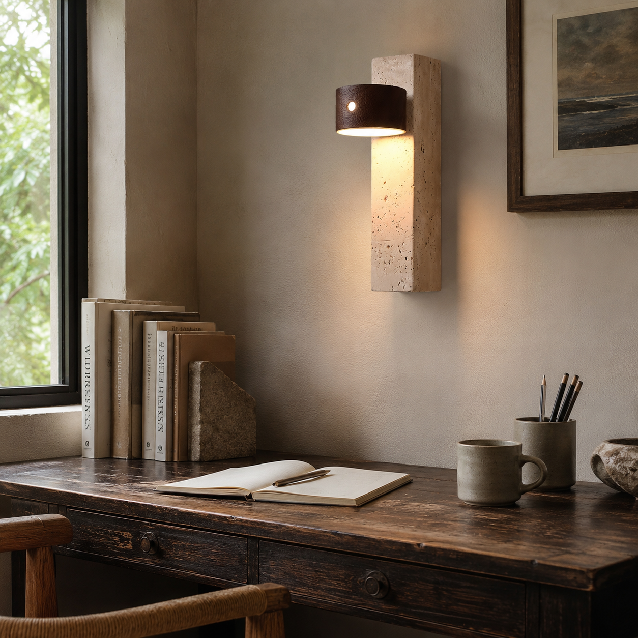 Yuva Travertine Rechargeable Wall Light