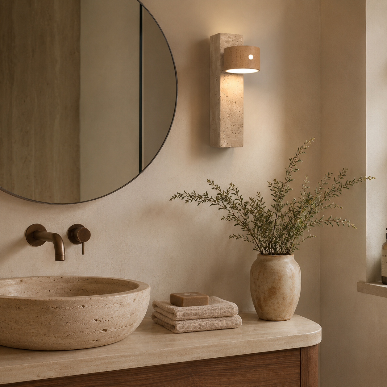 Yuva Travertine Rechargeable Wall Light