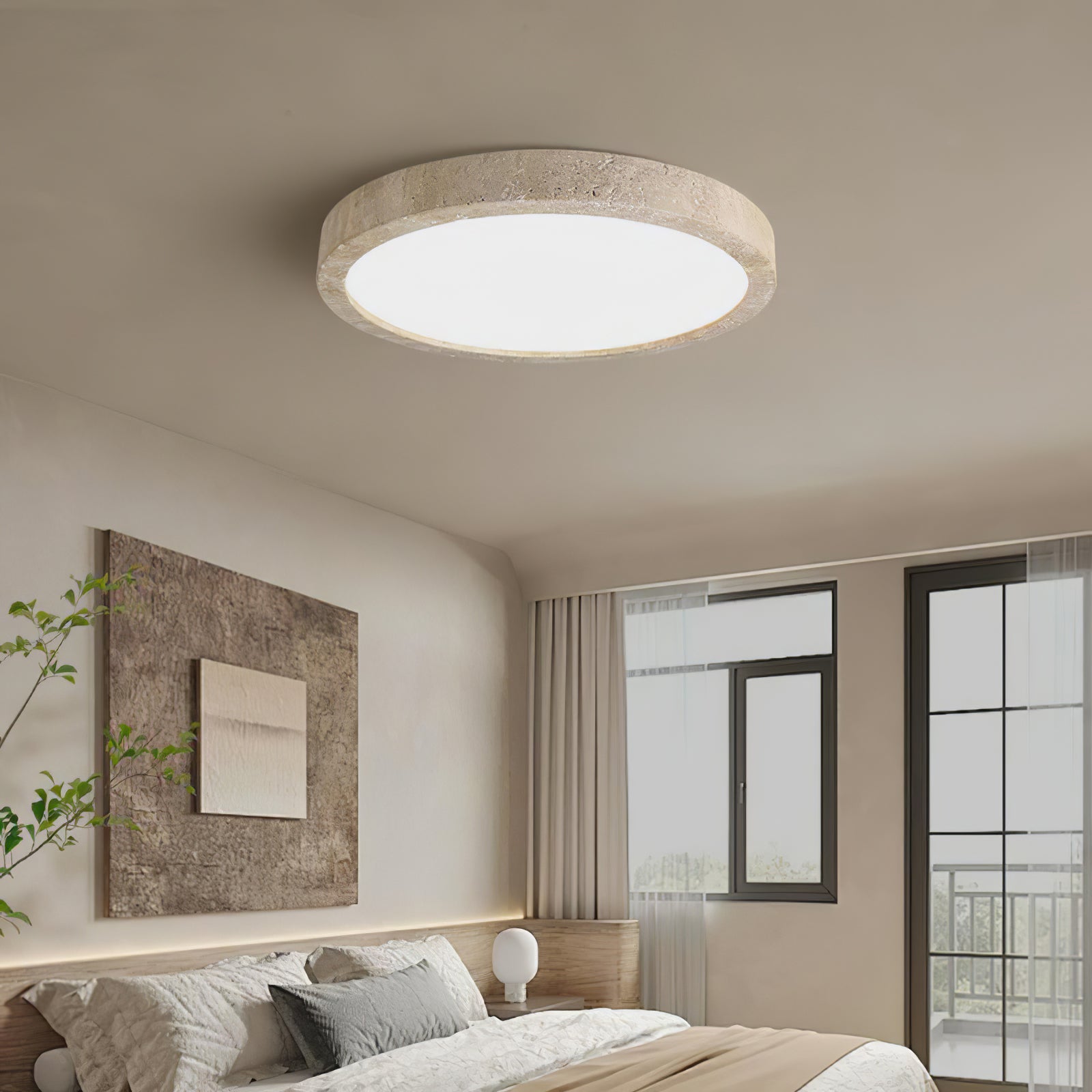 Aria Minimalist Travertine Ceiling Light
