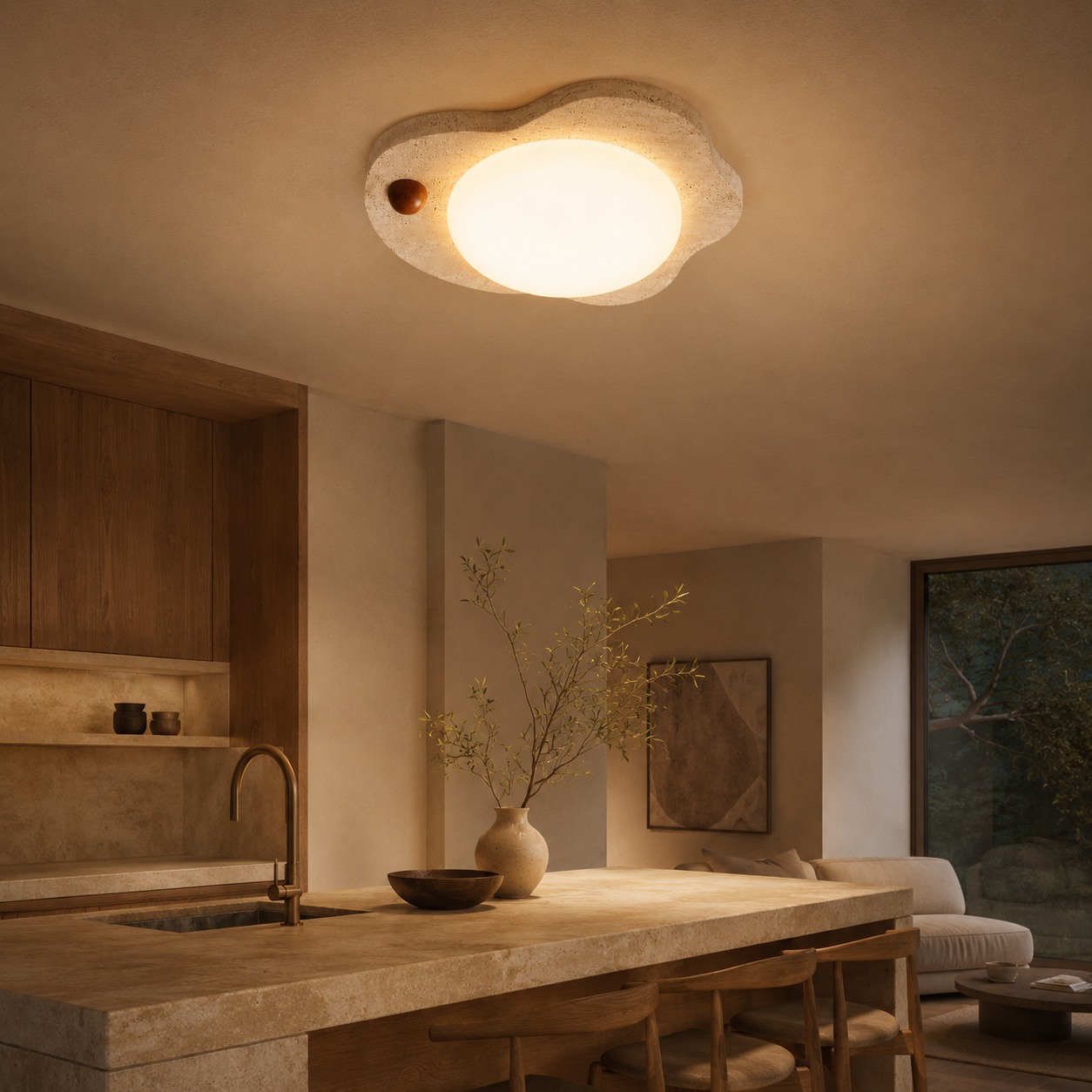 Elara Travertine Bloom Ceiling Light