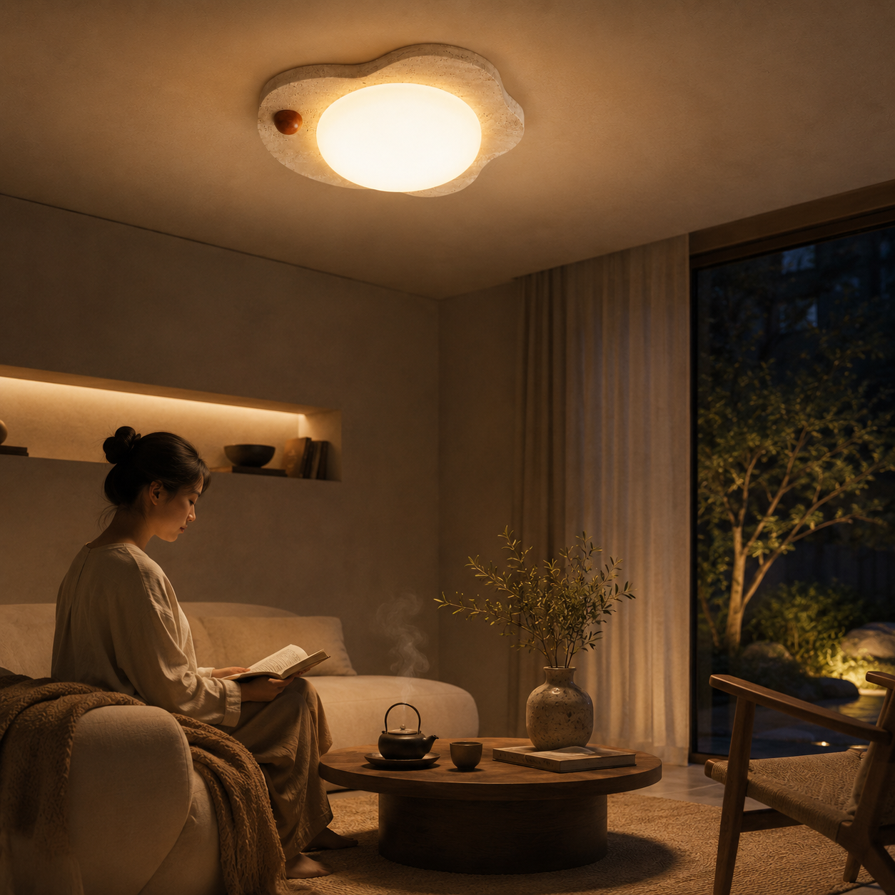 Elara Travertine Bloom Ceiling Light