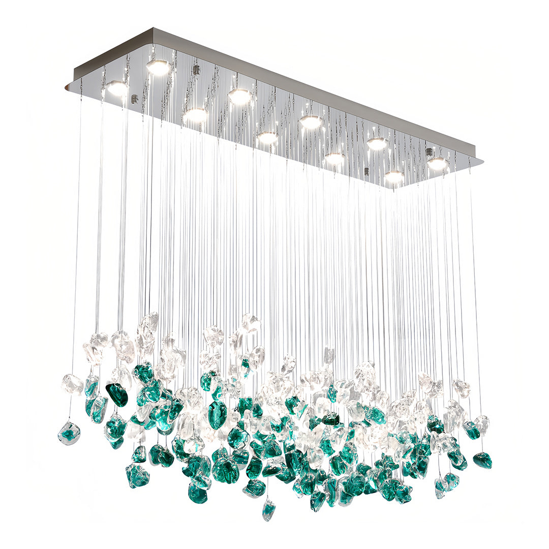Auréline beaded glass chandelier, 47.2-inch variant, above a long dining table