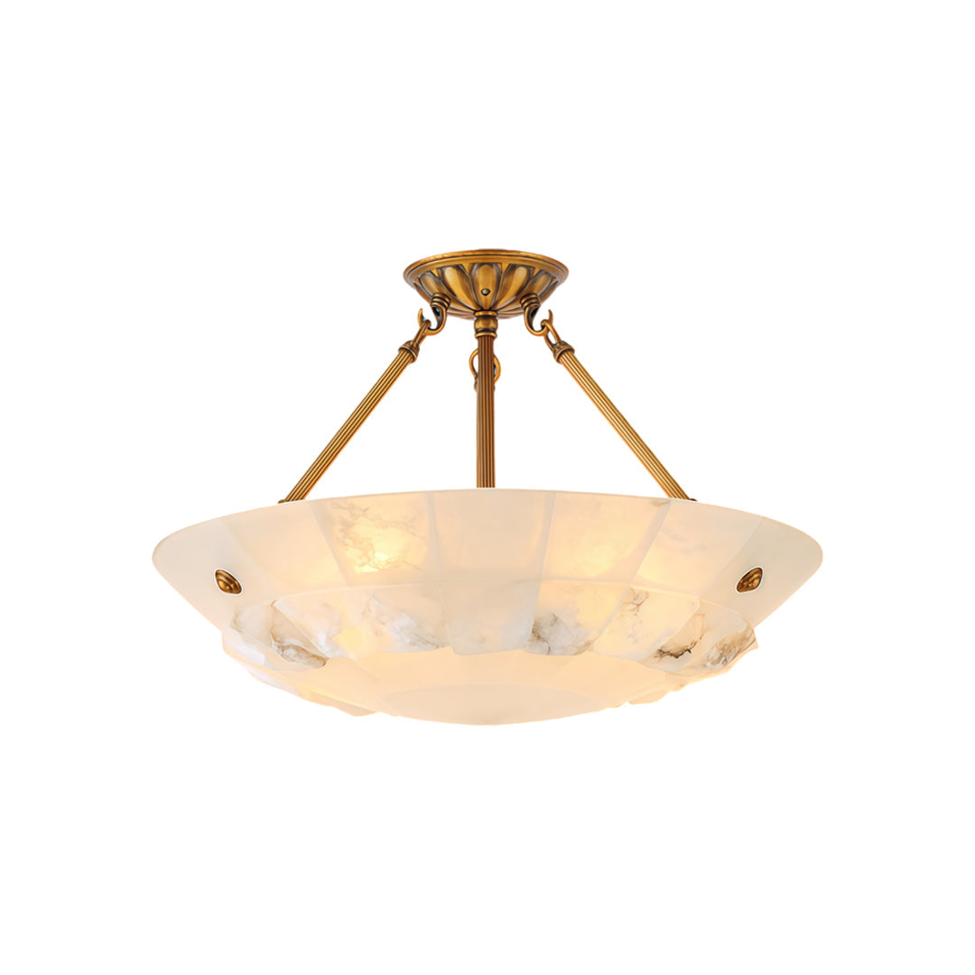 Auréline modern alabaster ceiling light, close-up of natural stone texture and warm tone variation
